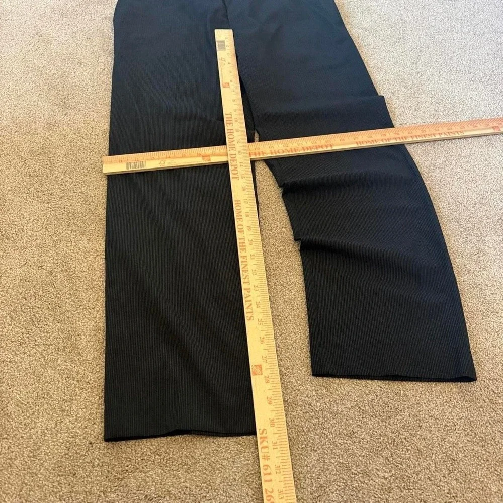 34x30 Black Pinstripe Pleated Baggy Wide Leg Dress Pants Y2K Vintage